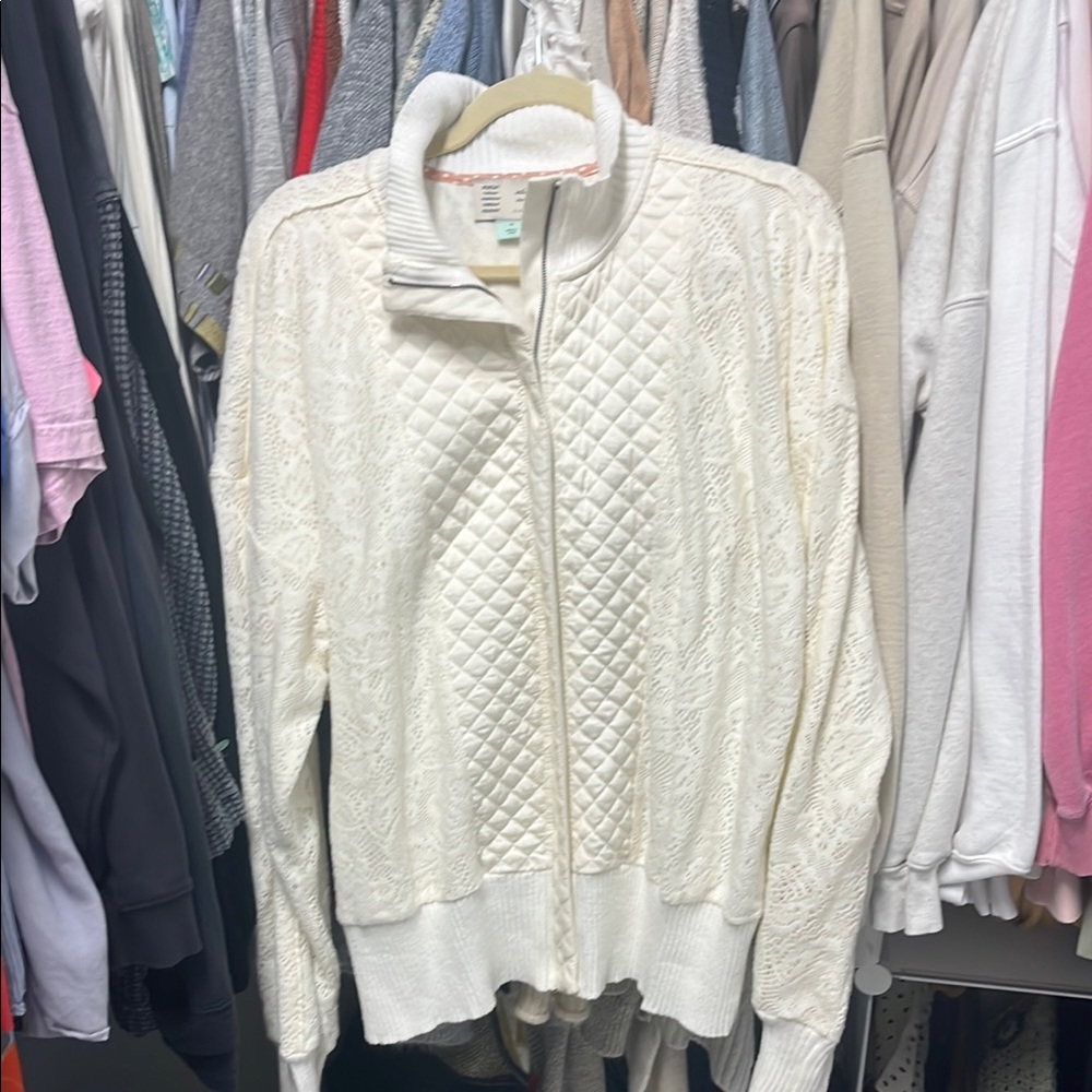 White Bomber Jacket with Classic Design from Anthropologie